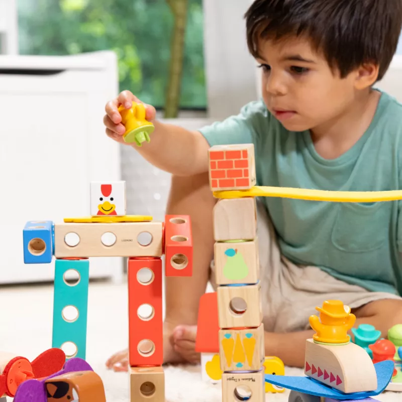 Melissa & Doug MDT BBN Blockables Town Pyst GML, 2 lata, 73 szt., tworzywo sztuczne, drewno