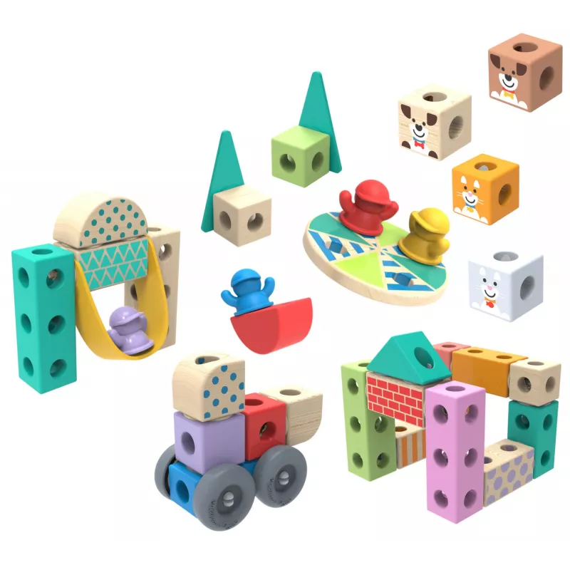 Melissa & Doug MDT BBN Blockables Town Pyst GML, 2 lata, 73 szt., tworzywo sztuczne, drewno