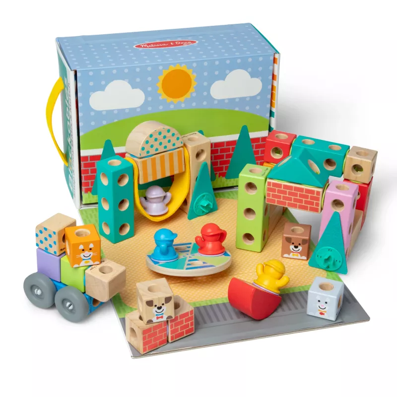 Melissa & Doug MDT BBN Blockables Town Pyst GML, 2 lata, 73 szt., tworzywo sztuczne, drewno