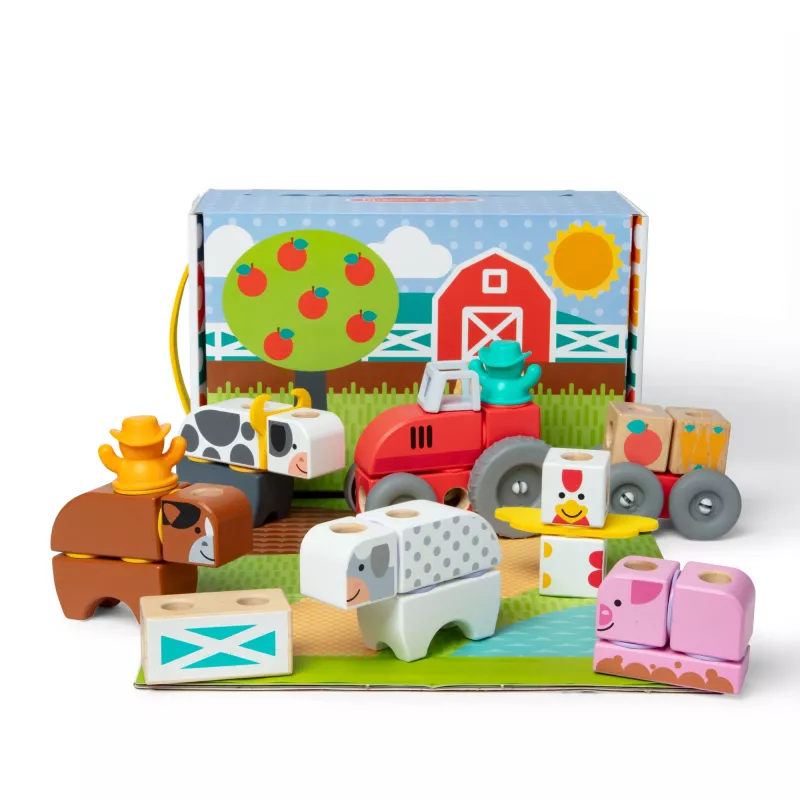 Melissa & Doug MDT BBN Blockables Farm GML, 2 yr(s), 56 szt., Plastik, Drewno