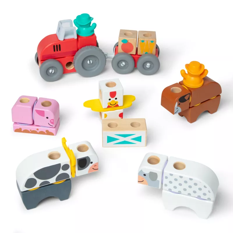 Melissa & Doug MDT BBN Blockables Farm GML, 2 yr(s), 56 szt., Plastik, Drewno