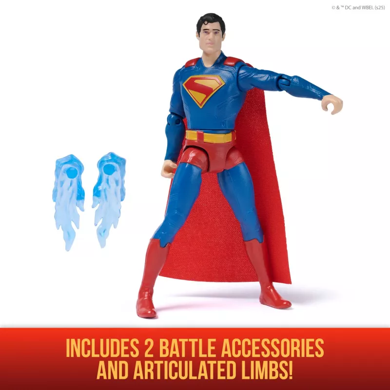 DC Comics , SUPERMAN Epic Strike Figurka akcji, 6 cali wysokości, Autentyczna stylistyka filmowa, Zawiera 2 akcesoria, Zabawki dla dzieci dla chłopców i dziewczynek od 4 roku życia