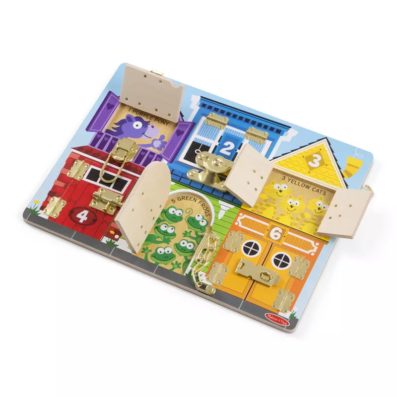 Melissa & Doug MDT MSK Tablica z zamkami Display GML, 3 lata, Drewno, Wielokolorowy
