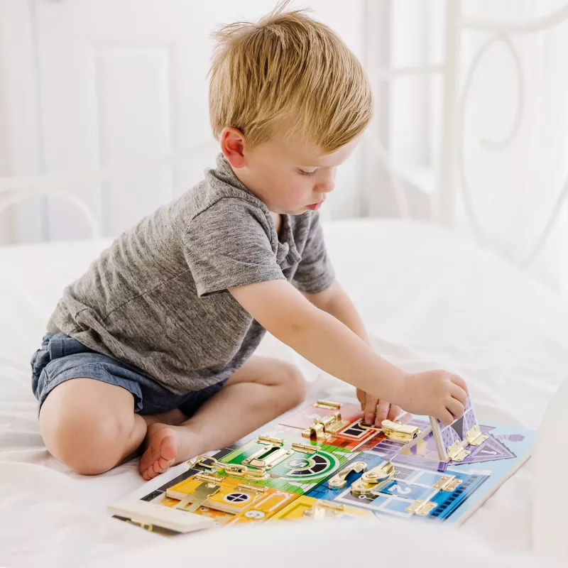 Melissa & Doug MDT MSK Tablica z zamkami Display GML, 3 lata, Drewno, Wielokolorowy