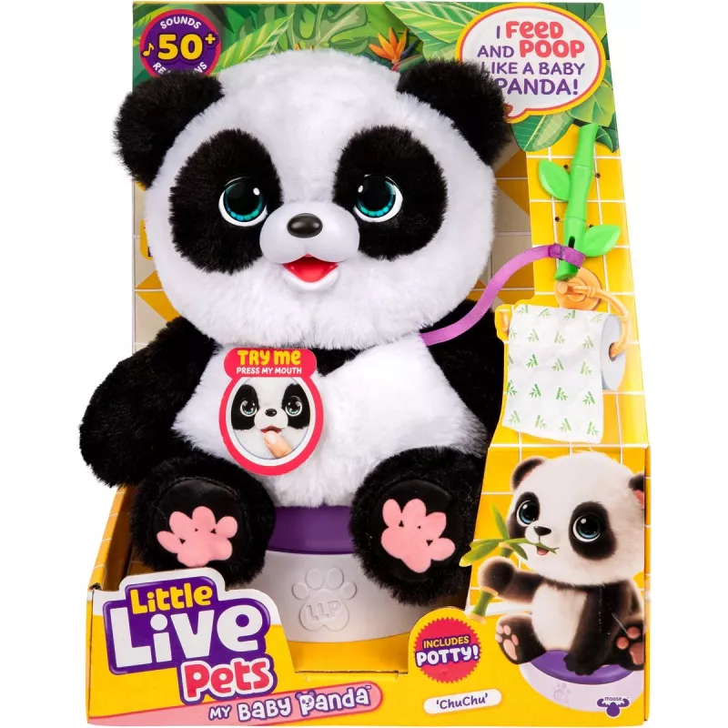 Moose Toys Little Live Pets My Baby Panda Chuchu, Zabawkowy panda, 4 lat(a), Interaktywny, Dźwiękowy, AA