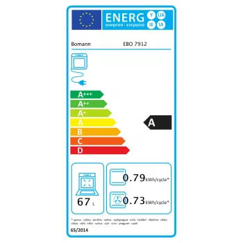 Piekarnik elektryczny do zabudowy BOMANN EBO 7912 — 67 L, 3650 W, sterowanie dotykowe, czyszczenie pirolityczne, czarny