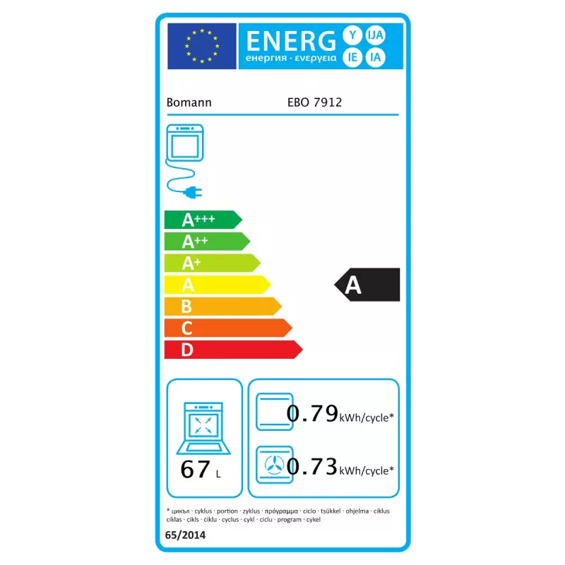 Piekarnik elektryczny do zabudowy BOMANN EBO 7912 — 67 L, 3650 W, sterowanie dotykowe, czyszczenie pirolityczne, czarny