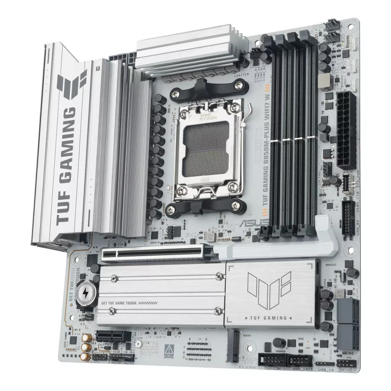 Płyta główna ASUS TUF GAMING B850M-PLUS WIFI7 W, AMD B850, Socket AM5, micro ATX, DDR5, 4×DIMM, do 256 GB, Wi‑Fi 7, 2.5Gb Ethernet