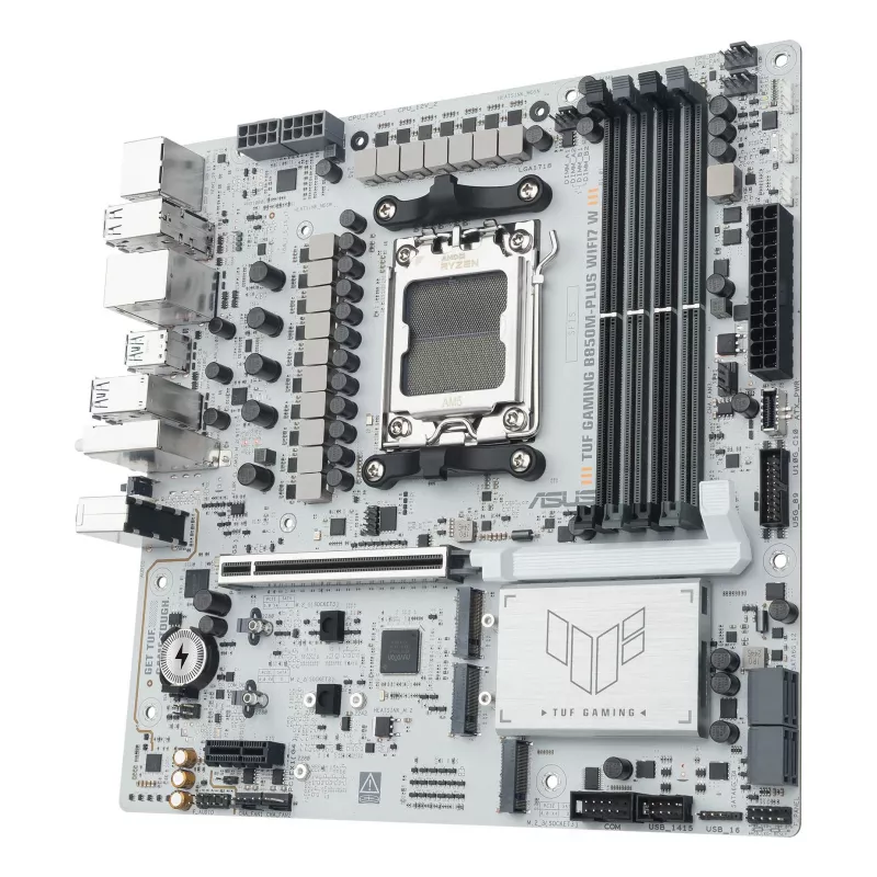 Płyta główna ASUS TUF GAMING B850M-PLUS WIFI7 W, AMD B850, Socket AM5, micro ATX, DDR5, 4×DIMM, do 256 GB, Wi‑Fi 7, 2.5Gb Ethernet