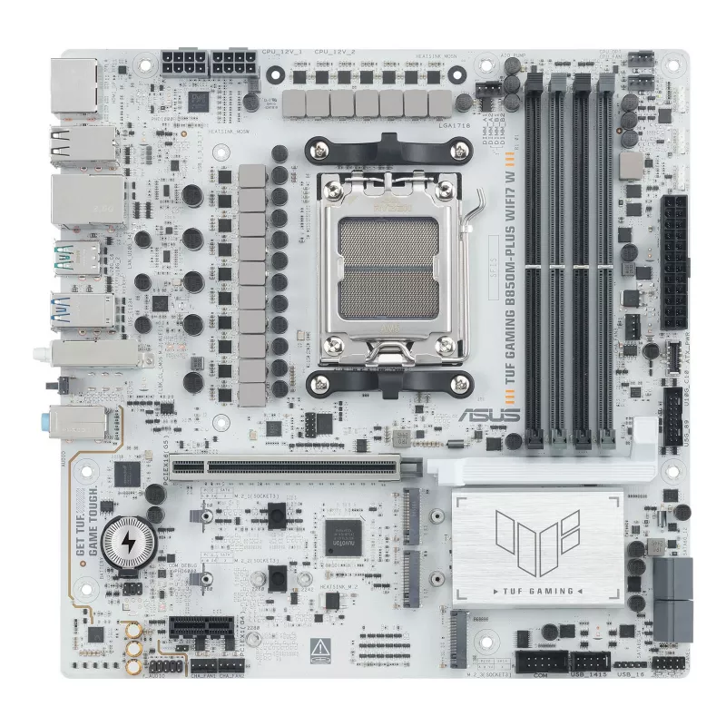 Płyta główna ASUS TUF GAMING B850M-PLUS WIFI7 W, AMD B850, Socket AM5, micro ATX, DDR5, 4×DIMM, do 256 GB, Wi‑Fi 7, 2.5Gb Ethernet