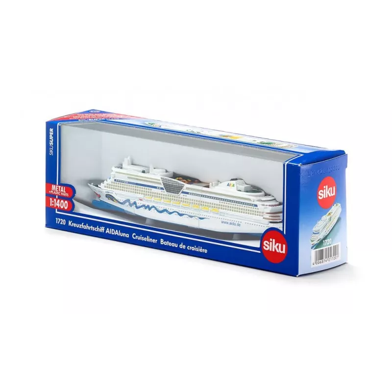 Model statku pasażerskiego Siku Cruiseliner Aida, wstępnie zmontowany, skala 1:1400, 226×54×75 mm