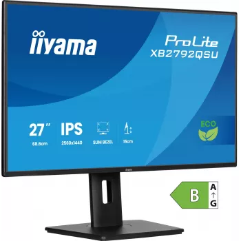 Monitor IIYAMA ProLite XB2792QSU-B1 27” IPS QHD 2560×1440 3 ms 178° VESA regulowana wysokość podstawka hub USB 3.2 głośniki czarny B energia