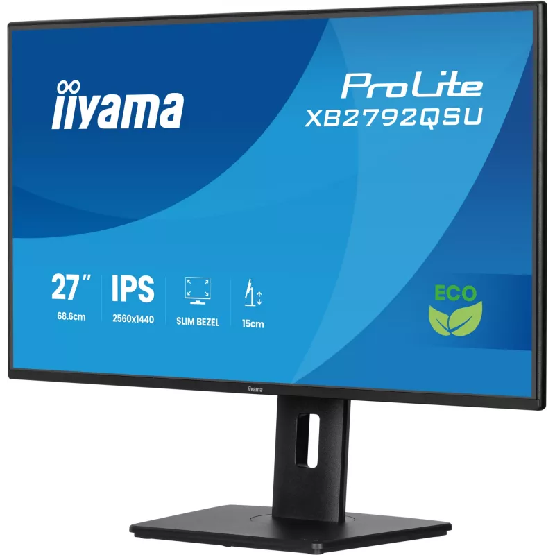 Monitor IIYAMA ProLite XB2792QSU-B1 27” IPS QHD 2560×1440 3 ms 178° VESA regulowana wysokość podstawka hub USB 3.2 głośniki czarny B energia
