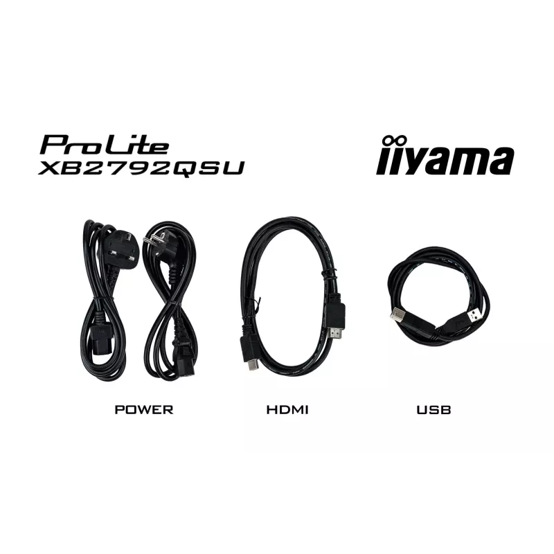 Monitor IIYAMA ProLite XB2792QSU-B1 27” IPS QHD 2560×1440 3 ms 178° VESA regulowana wysokość podstawka hub USB 3.2 głośniki czarny B energia