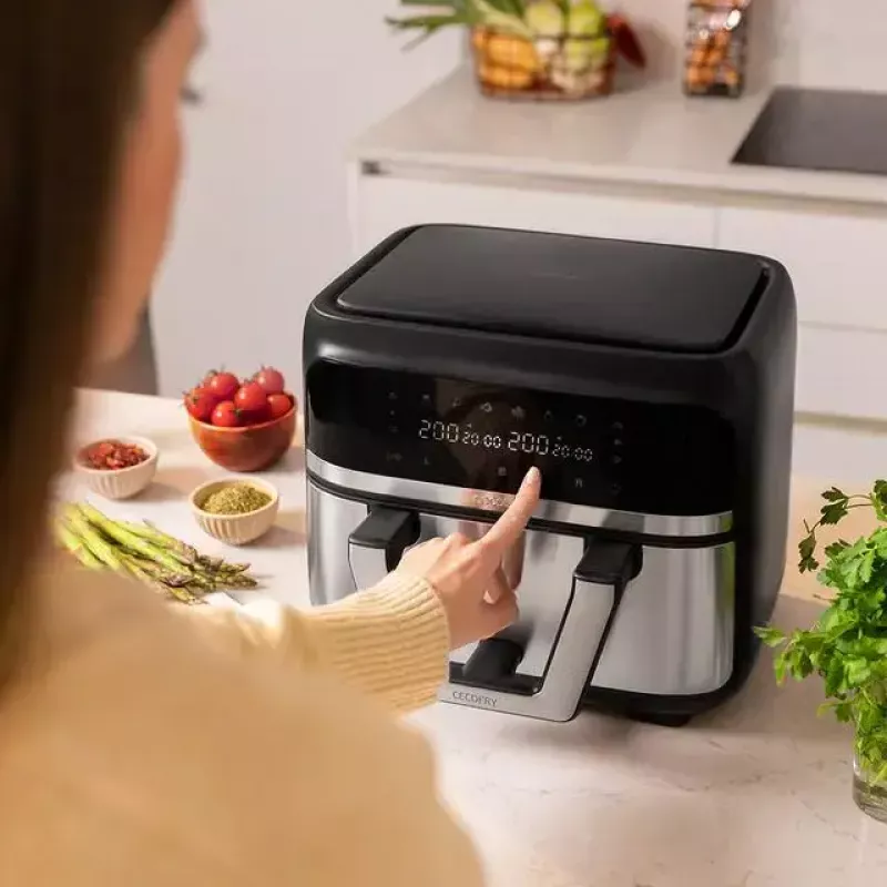 Frytkownica beztłuszczowa Cecotec Cecofry Dual 9000 9 L 2850 W Czarna Stal nierdzewna