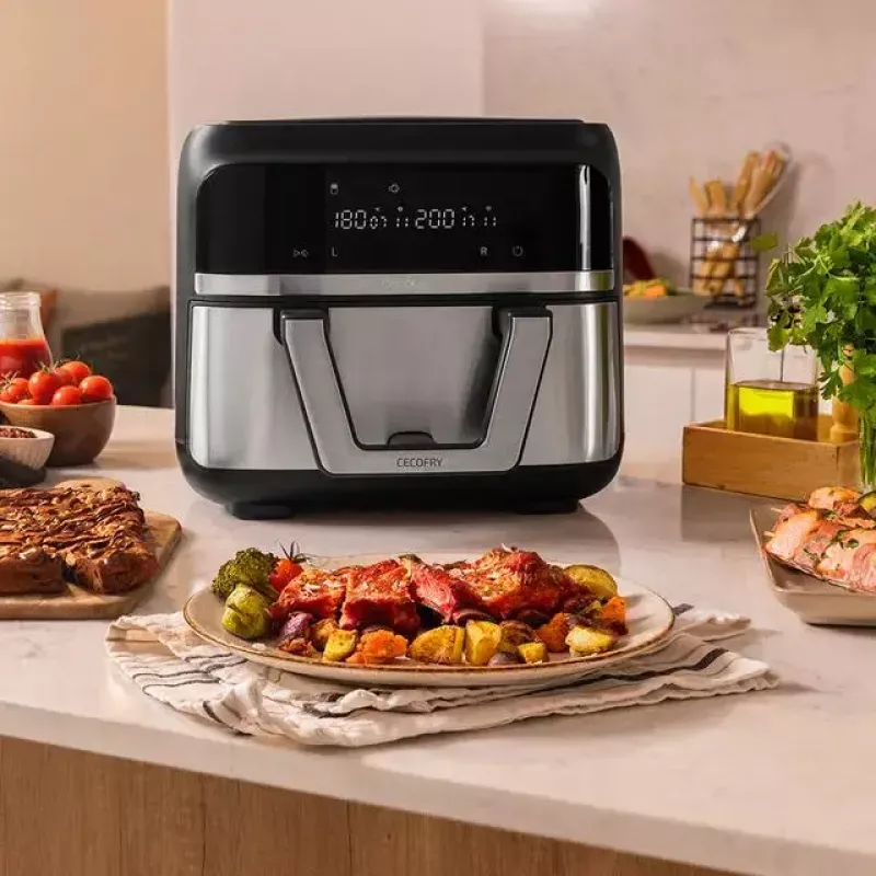 Frytkownica beztłuszczowa Cecotec Cecofry Dual 9000 9 L 2850 W Czarna Stal nierdzewna