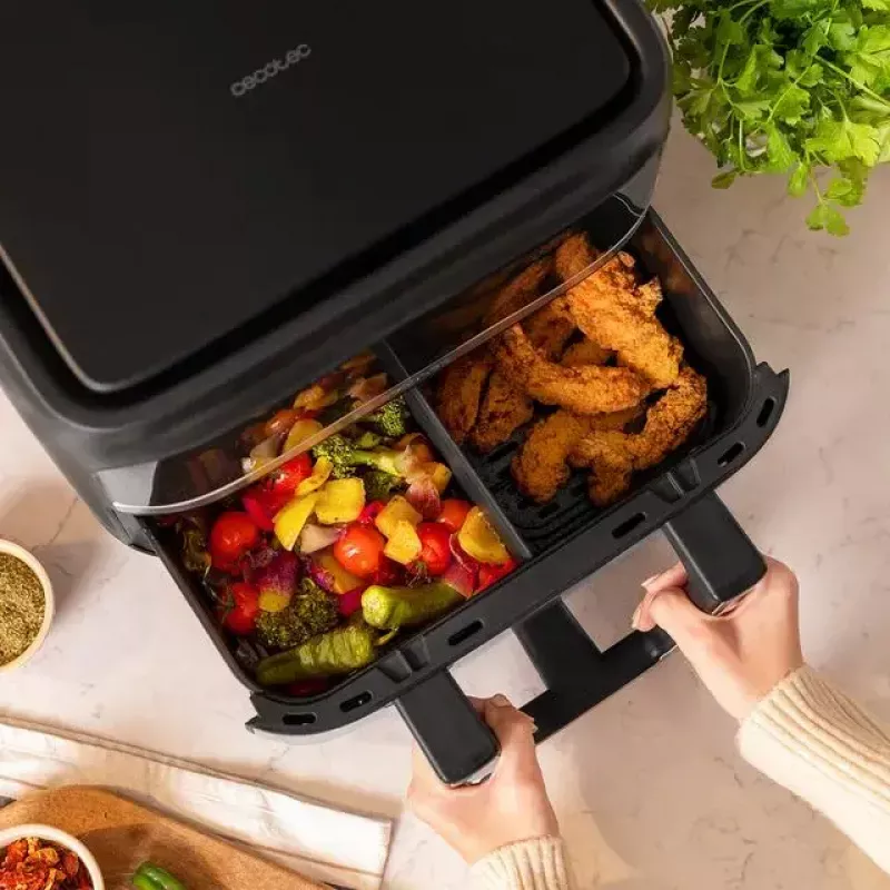 Frytkownica beztłuszczowa Cecotec Cecofry Dual 9000 9 L 2850 W Czarna Stal nierdzewna