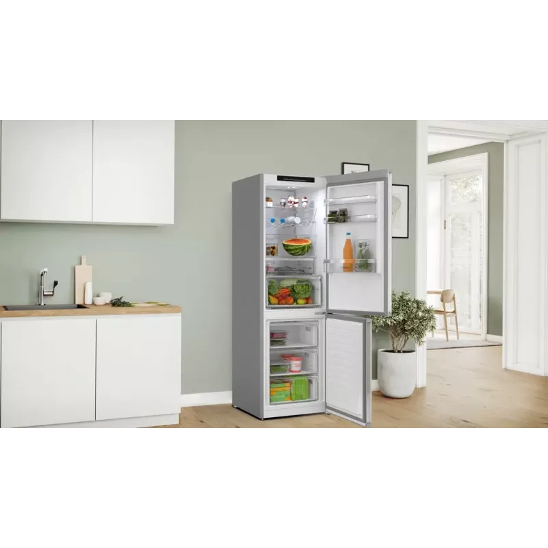 Lodówko-zamrażarka Bosch Serie 4 KGN362LAF wolnostojąca 321 L Metaliczna