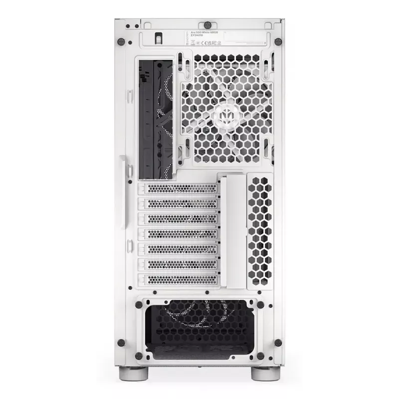 Obudowa PC Midi Tower ENDORFY ARX 500 ARGB biały — hartowane szkło, obsługa ATX/Micro-ATX/Mini-ITX, 3x140mm z przodu + 1x140mm z tyłu, 1×3,5 cala + 6×2,5 cala zatok