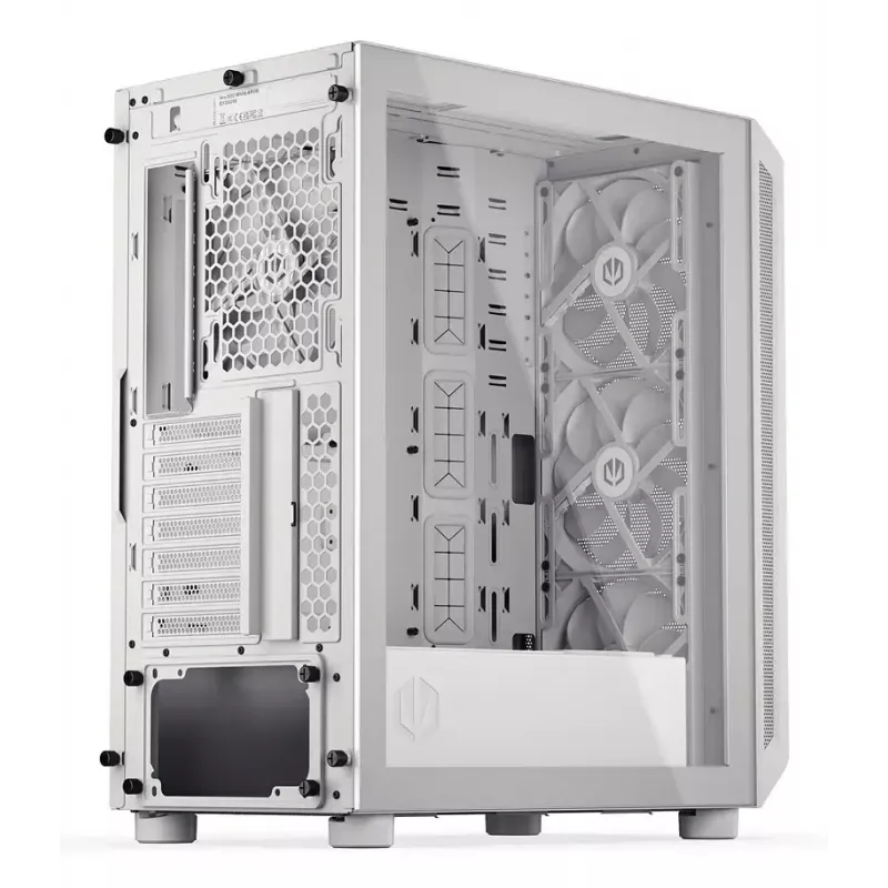 Obudowa PC Midi Tower ENDORFY ARX 500 ARGB biały — hartowane szkło, obsługa ATX/Micro-ATX/Mini-ITX, 3x140mm z przodu + 1x140mm z tyłu, 1×3,5 cala + 6×2,5 cala zatok