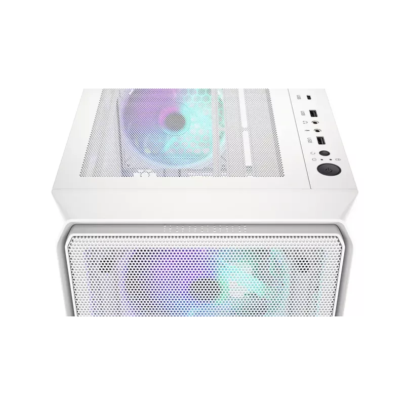 Obudowa PC Midi Tower ENDORFY ARX 500 ARGB biały — hartowane szkło, obsługa ATX/Micro-ATX/Mini-ITX, 3x140mm z przodu + 1x140mm z tyłu, 1×3,5 cala + 6×2,5 cala zatok