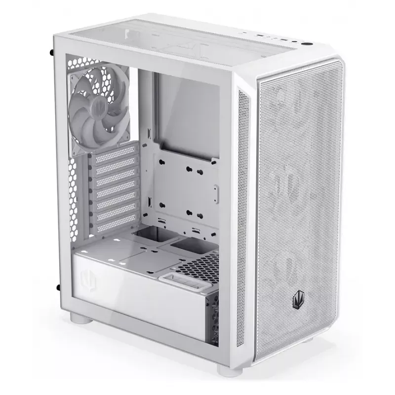Obudowa PC Midi Tower ENDORFY ARX 500 ARGB biały — hartowane szkło, obsługa ATX/Micro-ATX/Mini-ITX, 3x140mm z przodu + 1x140mm z tyłu, 1×3,5 cala + 6×2,5 cala zatok