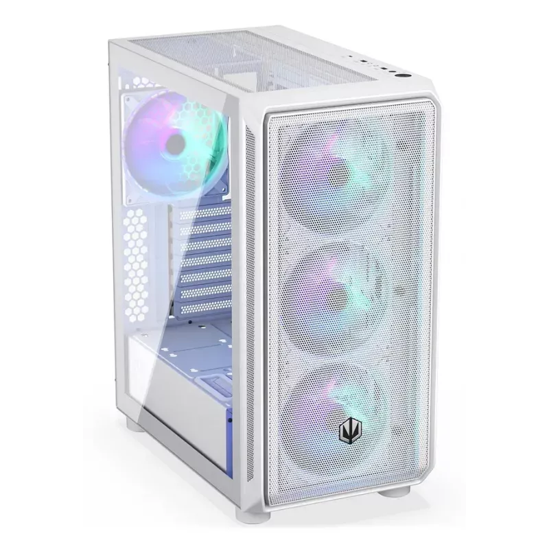 Obudowa PC Midi Tower ENDORFY ARX 500 ARGB biały — hartowane szkło, obsługa ATX/Micro-ATX/Mini-ITX, 3x140mm z przodu + 1x140mm z tyłu, 1×3,5 cala + 6×2,5 cala zatok