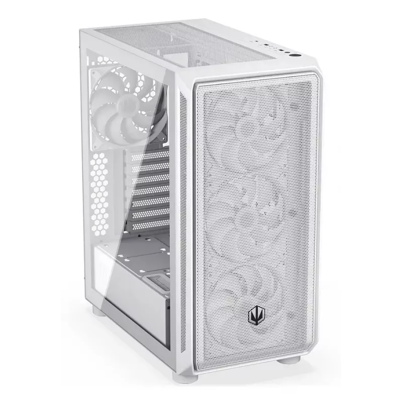 Obudowa PC Midi Tower ENDORFY ARX 500 ARGB biały — hartowane szkło, obsługa ATX/Micro-ATX/Mini-ITX, 3x140mm z przodu + 1x140mm z tyłu, 1×3,5 cala + 6×2,5 cala zatok