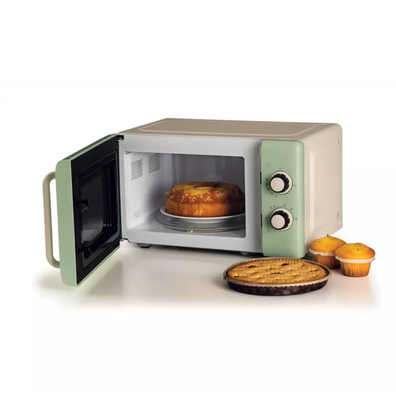 Ariete Vintage Line 3960 Vintage kuchenka mikrofalowa, 800W, pojemność 20L, 3 funkcje, 5 poziomów gotowania, timer, zielony
