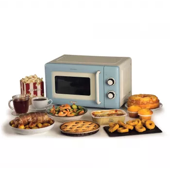 Ariete Vintage Line 3960 Kuchenka mikrofalowa Vintage, 800W, Pojemność 20L, 3 funkcje, 5 poziomów gotowania, Timer, Niebieski