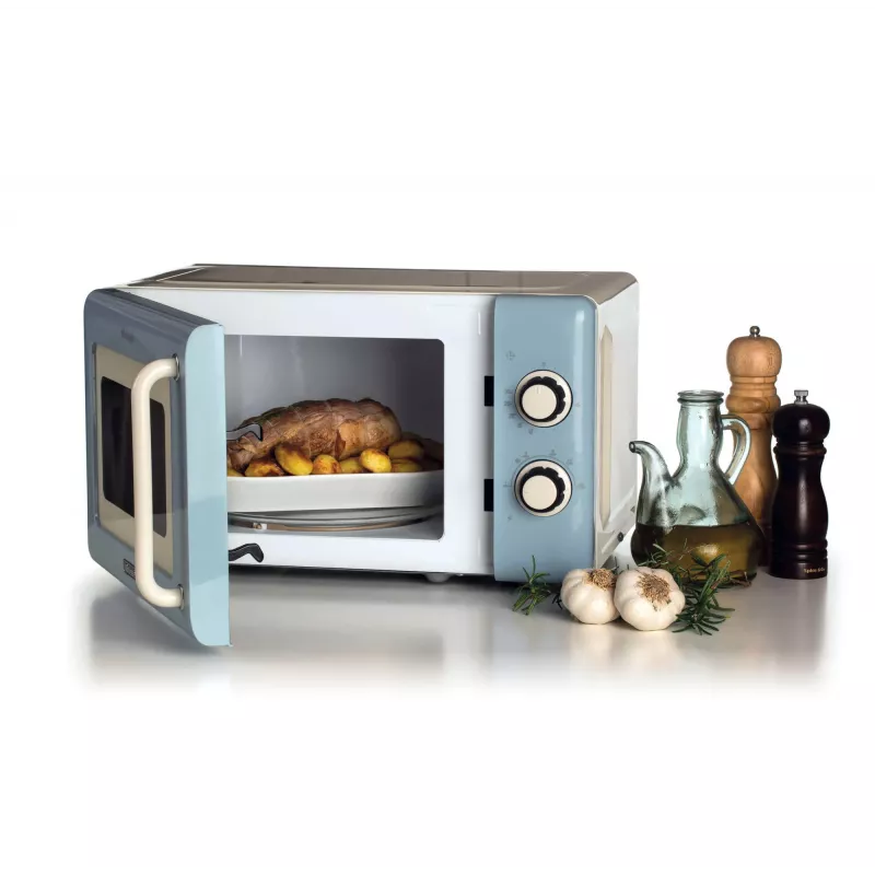 Ariete Vintage Line 3960 Kuchenka mikrofalowa Vintage, 800W, Pojemność 20L, 3 funkcje, 5 poziomów gotowania, Timer, Niebieski
