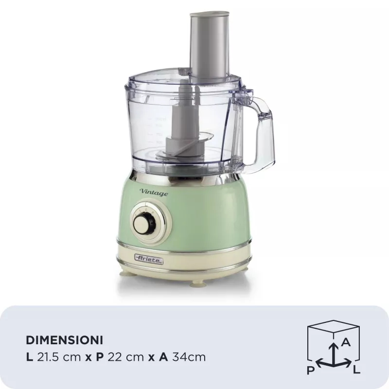 Robot kuchenny ARIETE Vintage Line 1781/04 — 1000 W, 2,1 L, zielony