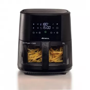 Ariete 4630 Frytkownica powietrzna 9L, 1300W, Pojemność 9L, Wydajność gotowania 2,5 kg, 8 programów ustawień wstępnych, Temperatura do 200°, Przezroczysty kosz do kontroli gotowania, Czarny