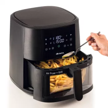 Ariete 4630 Frytkownica powietrzna 9L, 1300W, Pojemność 9L, Wydajność gotowania 2,5 kg, 8 programów ustawień wstępnych, Temperatura do 200°, Przezroczysty kosz do kontroli gotowania, Czarny