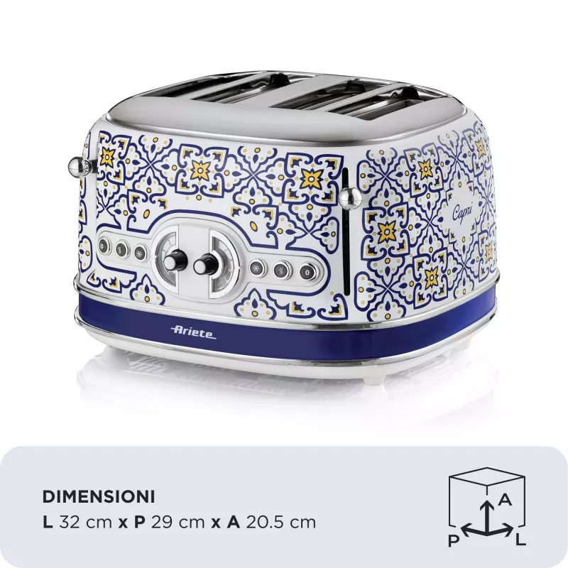 Toster ARIETE Capri 4-kromkowy, 1630 W, biały/wielokolorowy