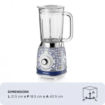 Blender Ariete 583 Capri ze szklanym dzbanem 1,5 l, 4 ostrzami ze stali nierdzewnej, 4 prędkościami + pulsacją, 1000 W