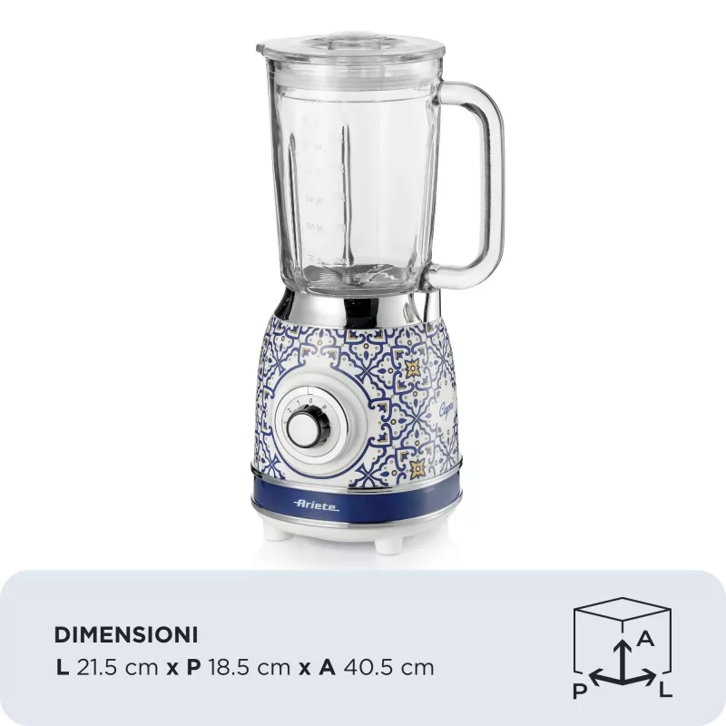Blender Ariete 583 Capri ze szklanym dzbanem 1,5 l, 4 ostrzami ze stali nierdzewnej, 4 prędkościami + pulsacją, 1000 W