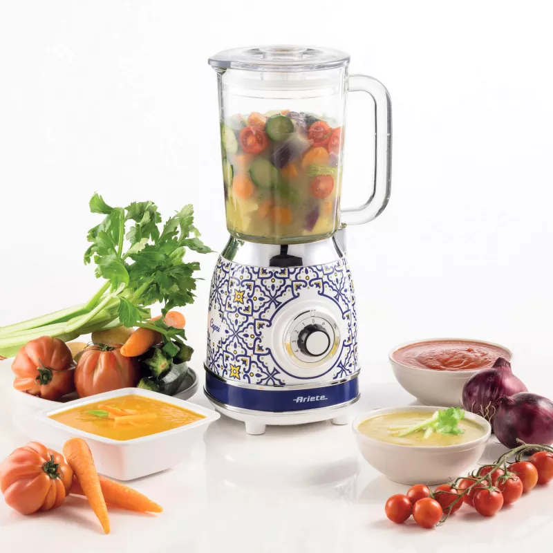 Blender Ariete 583 Capri ze szklanym dzbanem 1,5 l, 4 ostrzami ze stali nierdzewnej, 4 prędkościami + pulsacją, 1000 W