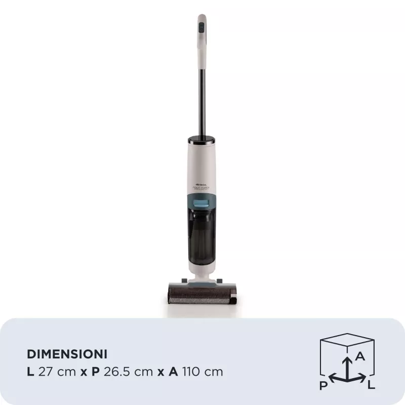 Ariete 2483 Aqua Force Wash & Vacuum, inteligentny odkurzacz, bezprzewodowy czyścik do podłóg, bezprzewodowy, odkurza i myje, sierść zwierząt, suchy i mokry brud, pojemność 700 ml, akcesoria w zestawie