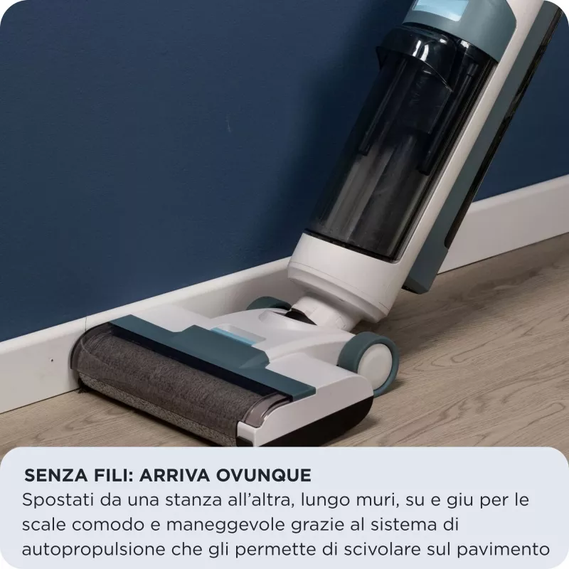 Ariete 2483 Aqua Force Wash & Vacuum, inteligentny odkurzacz, bezprzewodowy czyścik do podłóg, bezprzewodowy, odkurza i myje, sierść zwierząt, suchy i mokry brud, pojemność 700 ml, akcesoria w zestawie