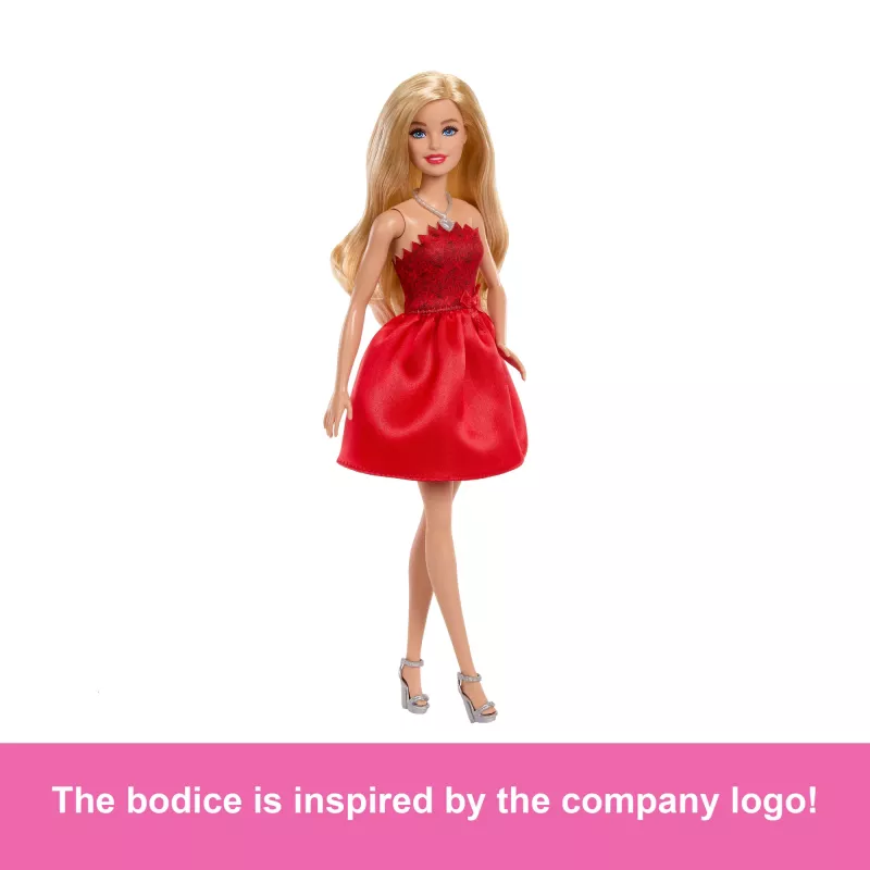 Barbie Mattel 80th Anniversary Ruby-Red Celebration Fashion lalka Wearing czerwony Dress with Accessories
