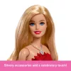 Barbie Mattel 80th Anniversary Ruby-Red Celebration Fashion lalka Wearing czerwony Dress with Accessories