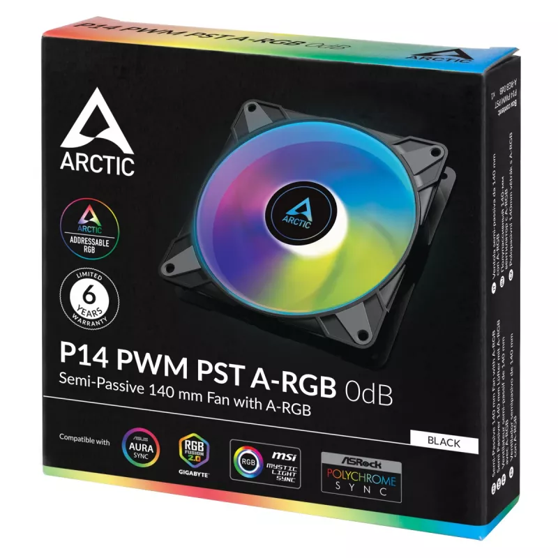ARCTIC P14 PWM PST A-RGB 0dB - półpasywny wentylator 140 mm z cyfrowym A-RGB