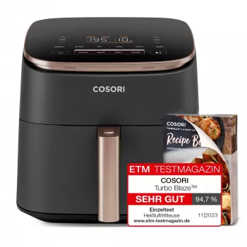 Cosori Turbo Blaze Chef Edition Single 6 L Wolnostojąca 1725 W Frytkownica na gorące powietrze Czarna, Różowe złoto