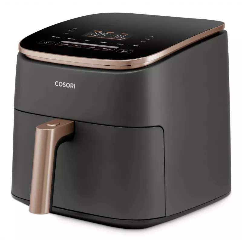 Cosori Turbo Blaze Chef Edition Single 6 L Wolnostojąca 1725 W Frytkownica na gorące powietrze Czarna, Różowe złoto