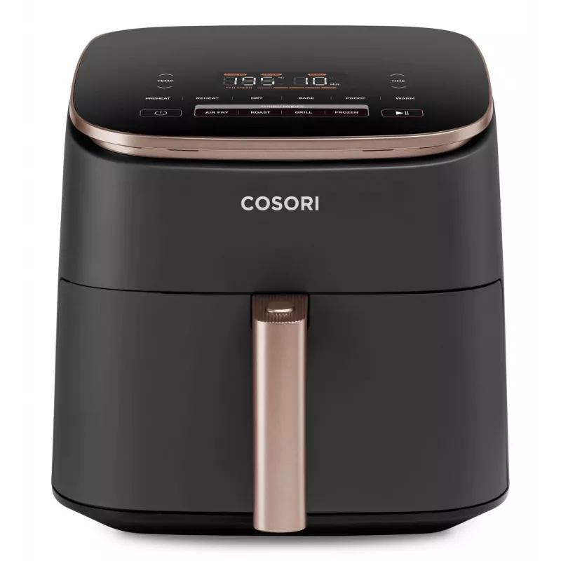Cosori Turbo Blaze Chef Edition Single 6 L Wolnostojąca 1725 W Frytkownica na gorące powietrze Czarna, Różowe złoto