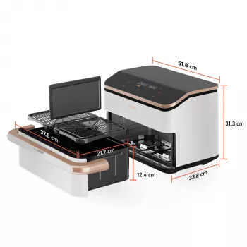 Cosori Dual Blaze Twinfry Chef Edition Podwójna 10 L Wolnostojąca 2800 W Frytkownica powietrzna Złoto-różowy, Biały