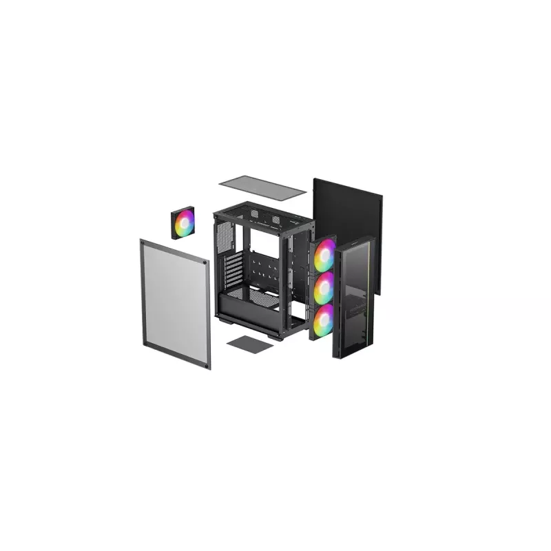 Obudowa PC DeepCool MATREXX55 V4 C Midi Tower Czarna — szkło hartowane, obsługa ATX/microATX, USB-C, maks. GPU 370 mm
