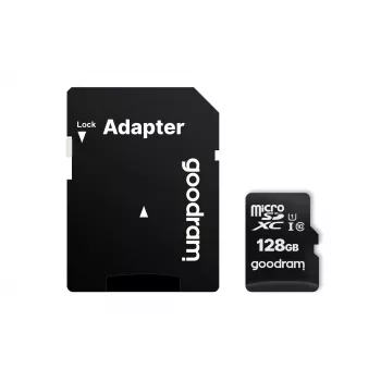 Karta pamięci flash MicroSDXC GOODRAM 128 GB UHS‑I Class 10 (odczyt 100 MB/s, zapis 10 MB/s) z adapterem SD