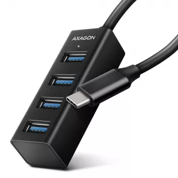 Axagon HUE-M1C 4x USB 3.2 Gen 1 MINI hub, metal, kabel USB-C 20cm